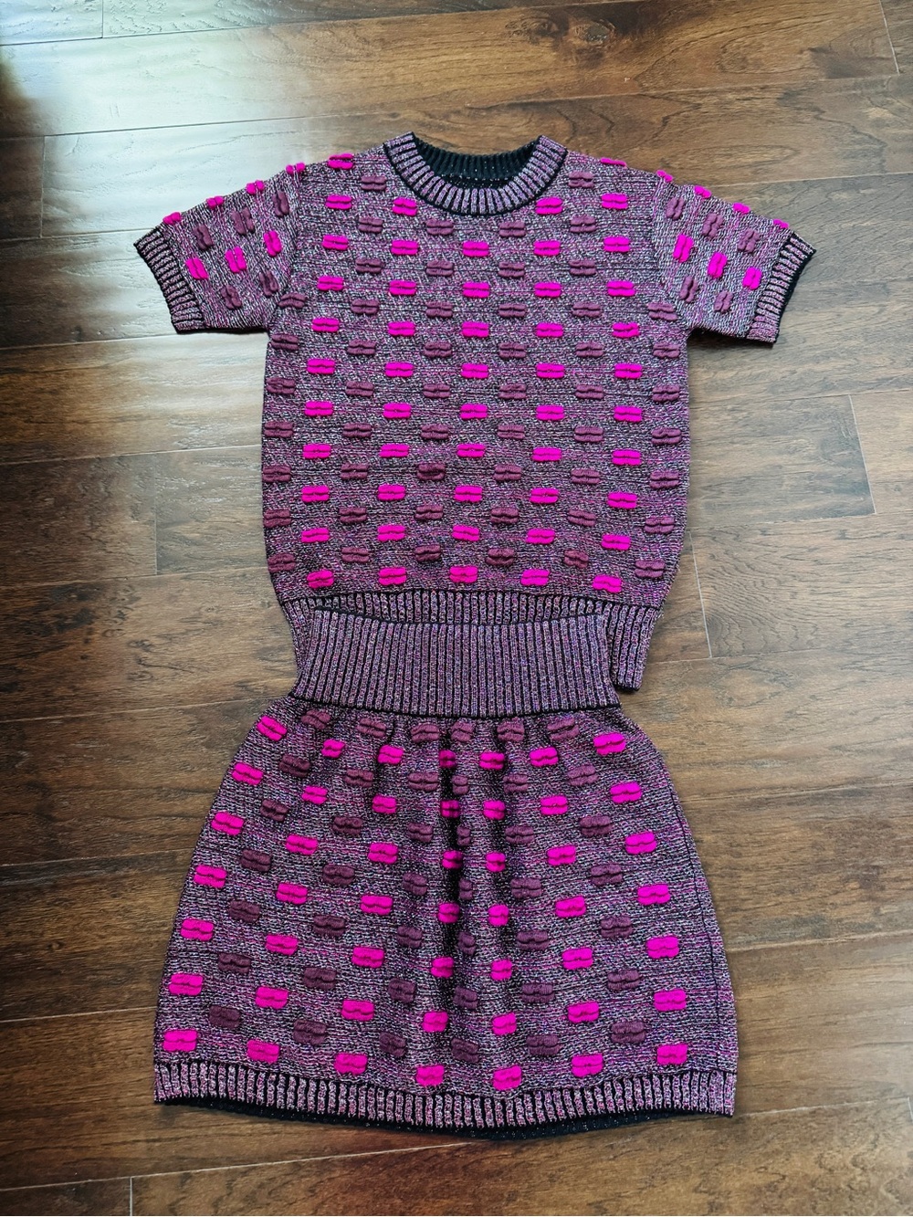 Women's Mini Dress Set in Purple with Pink Accents